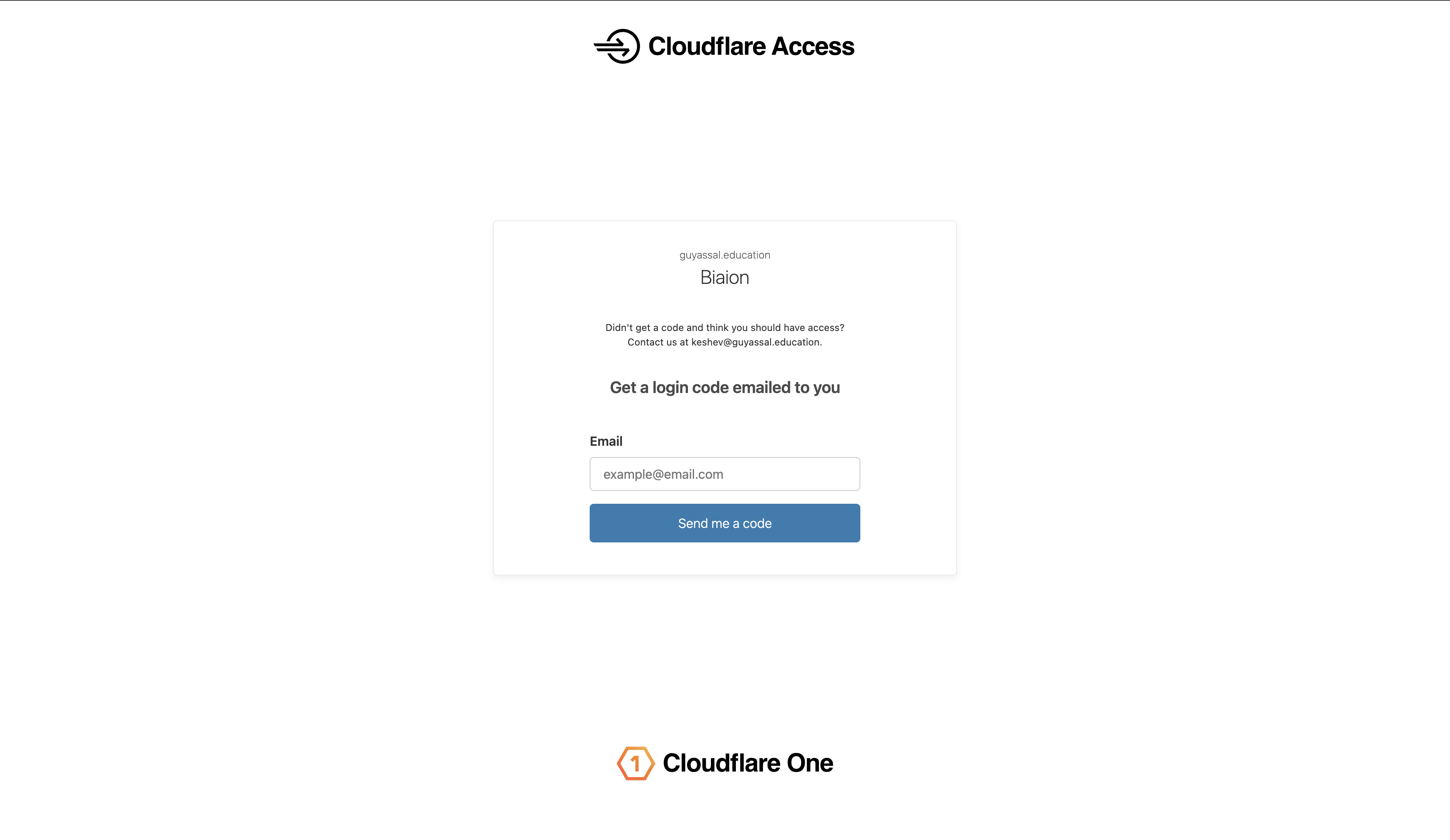 Cloudflare Access · email entry